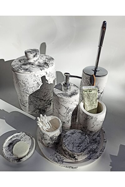 Ture Concept Δίσκος σετ μπάνιου, κάδος απορριμμάτων, βούρτσα τουαλέτας, δοσομετρητής υγρού σαπουνιού, δοσομετρητής στερεού σαπουνιού, βαμβακερή θήκη, δοσομετρητής