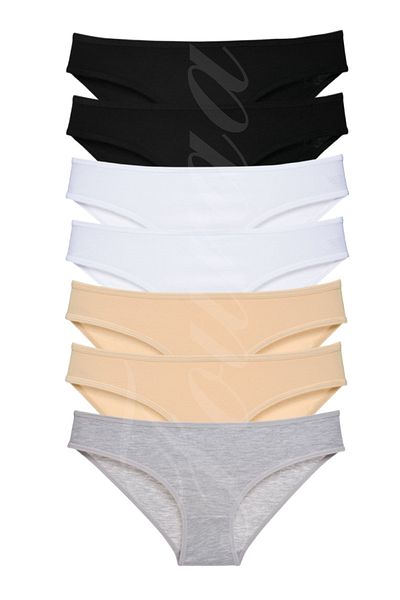 FOURAA Pachet de 7 chiloți bikini din bumbac - moale, colorați, pentru utilizare zilnică