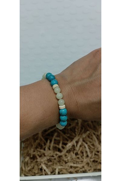 CessNova Certified Natural Stone Turquoise, Glow in the Dark Rhinestone Bracelet