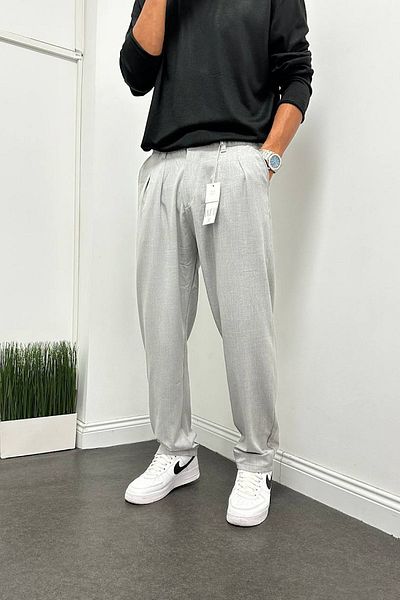 BDRMAN Baggy Gray Color Comfortable Fit Pleated pants