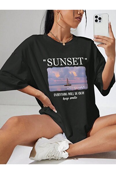 Jose Clothing Tricou oversize imprimat din bumbac organic