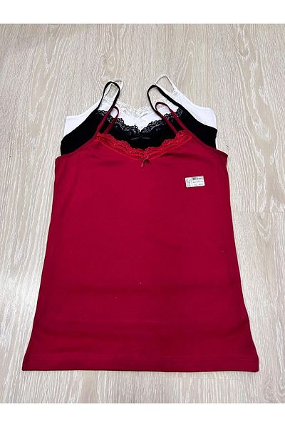 ek bykuzeylingerie 3-Piece Lycra Women's Combed Cotton Undershirt - Rope Strap