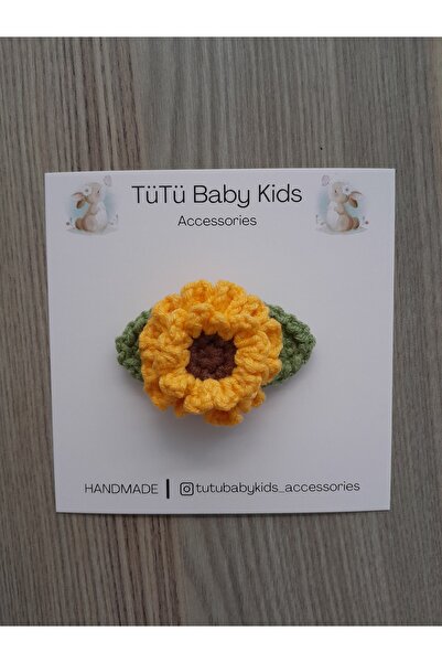 Accessories Katlı Papatya Saçsız Bebek Tokası Tek Koyu Sarı