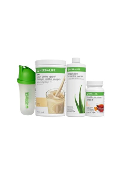 Herbalife Başlangıç Seti 1 Vanilya Shake 1 Aloe Konsantre Içecek 1 Şeftali Çay 50 Gr Shaker