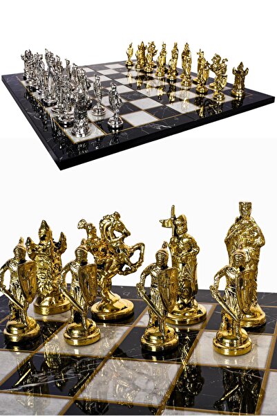 Cooper Chess مجموعة شطرنج معدنية كبيرة| رقعة شطرنج منقوشة بالرخام مقاس 44 سم|...