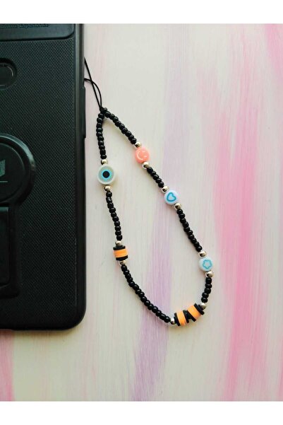 nasclaycollection Black Smiley Face Bag Wallet Charm Phone Accessory