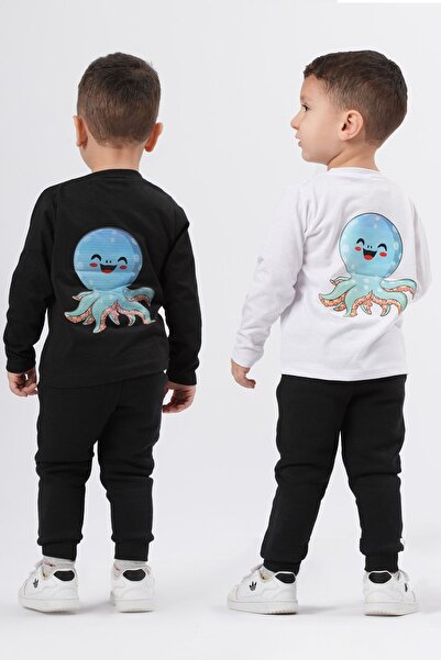 Lissa Kids 2li Basic Uzun Kollu T-Shirt Siyah-Beyaz