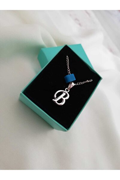 Judas Takı Silver Colored Beaded Women's Necklace -Band Initial