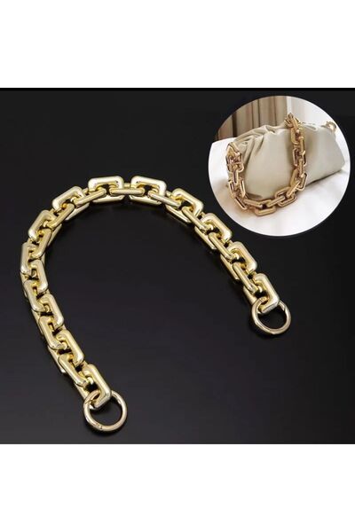 İsmet toka 30 Cm Square Chain Bag Clip Extension Gold - Metal Accessory