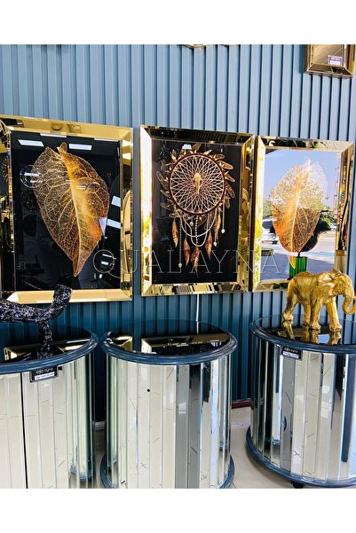 QUAL 3’lü Gold Aynalı Tablo Seti