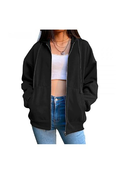 DEEFWEAR Unisex Μαύρη Ζακέτα Oversize με φερμουάρ