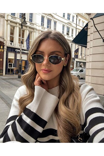 LOOKUP NEW زجاج نيويورك ذهبي أسود بيضاوي للجنسين - نظارة شمسية معدنية مقاومة ...