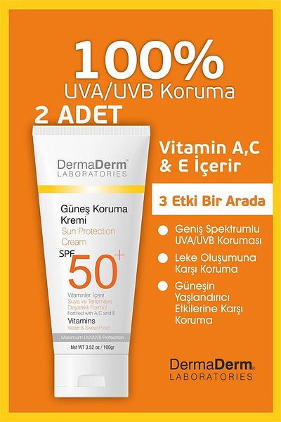 DermaDerm SPF50+ Sunscreen - Face and Body 100ML 2 Pieces, Dermaderm Night Spot Cream 100ml 1 Piece