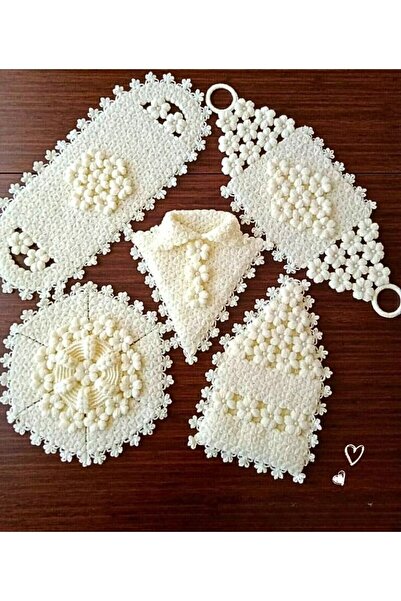 BEİSXL Beis 5li Damat Lif Seti Beyaz Güllü