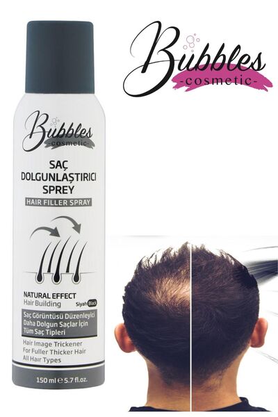 bs bubbles cosmetic Saç Dolgunlaştırıcı Sprey 150 ml Siyah - Suda Yağmurda Akmaz