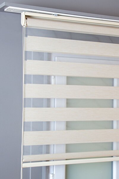 bizdenperde Krem Bambu Zebra Stor Kaliteli Güneşlik Perdeler