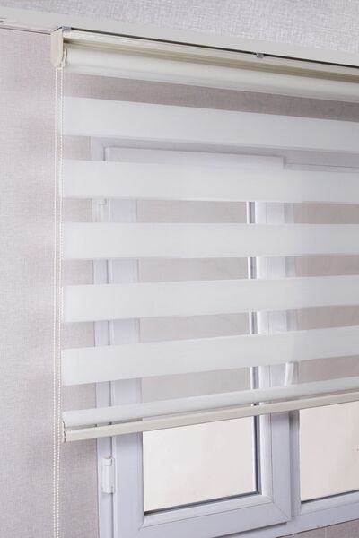 bizdenperde Ekru Düz Zebra Stor Kaliteli Güneşlik Perdeler