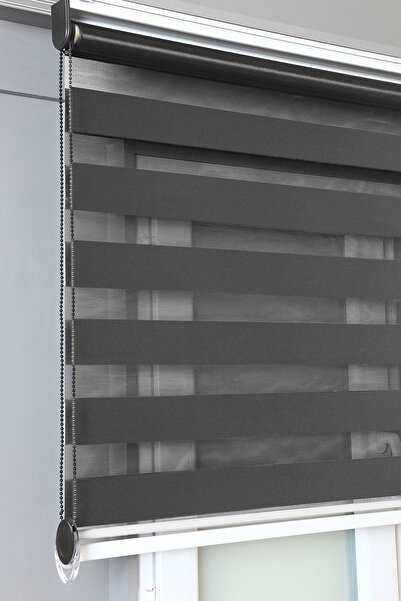 bizdenperde Anthracite Plain Zebra Roller Blinds Quality Sunshade Curtains