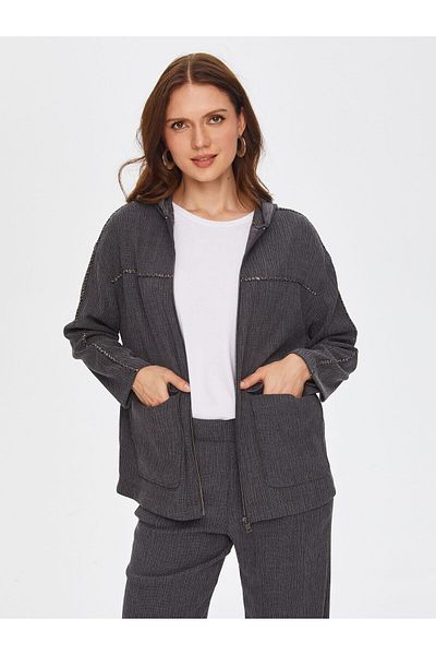 Faik Sönmez Self-Textured Stripe Detailed Knitted Jacket 69177