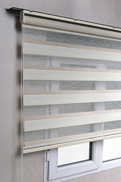 bizdenperde Premium Çift Renk Krem - Beyaz Ev - Ofis Zebra Stor Perdeler