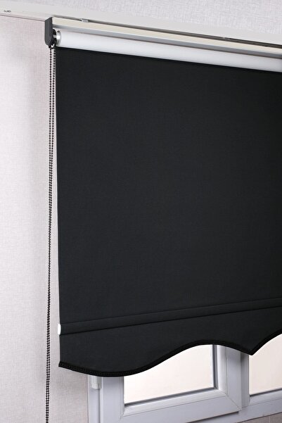 bizdenperde Etekli Siyah Blackout Kaliteli Güneşlik Stor Perde