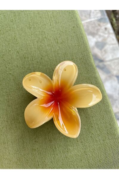 Green Lotus Çiçeği Şeftali Rengi 8 cm Mandal Toka