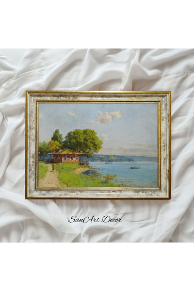 Sanart Pictură de epocă înrămată, pictură peisaj, pictură în ulei, pictură în...