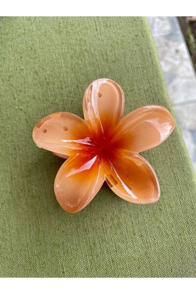 Green Lotus Çiçeği Turuncu 8 cm Mandal Toka