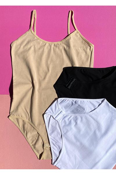VicTroy 3 Μαύρο, λευκό και γυμνό χρώμα Lycra σχοινί μπλούζα εσώρουχα