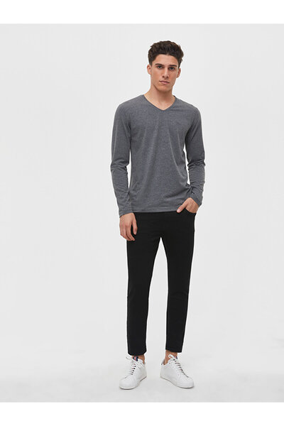 Ltb V Yaka Antrasit Sweatshırt