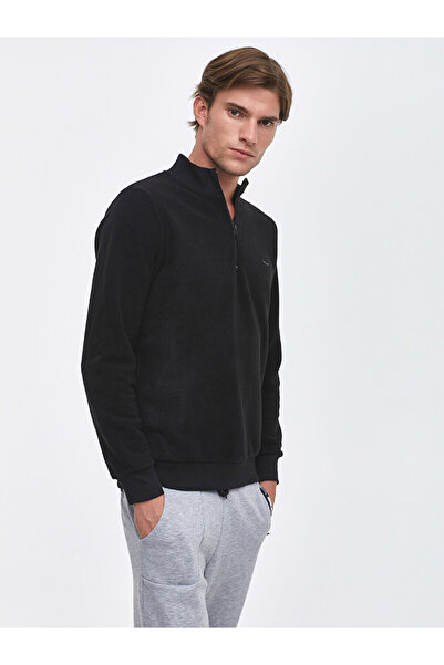 Ltb Yarım Fermuarlı Siyah Sweatshırt
