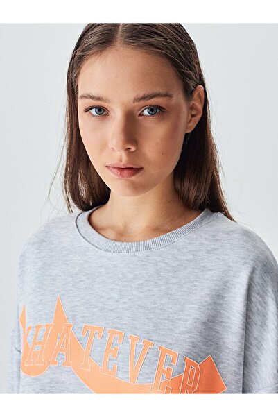 Ltb Γκρι φούτερ με λαιμόκοψη