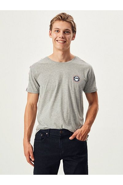 Ltb Striped Crew Neck Gray T-shirt