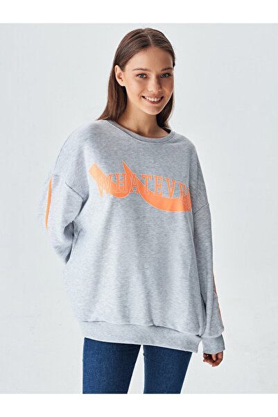 Ltb Γκρι φούτερ με λαιμόκοψη