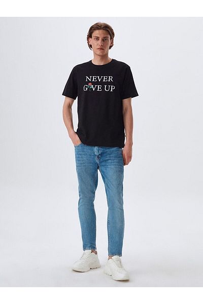 Ltb Slogan Printed Black T-shirt