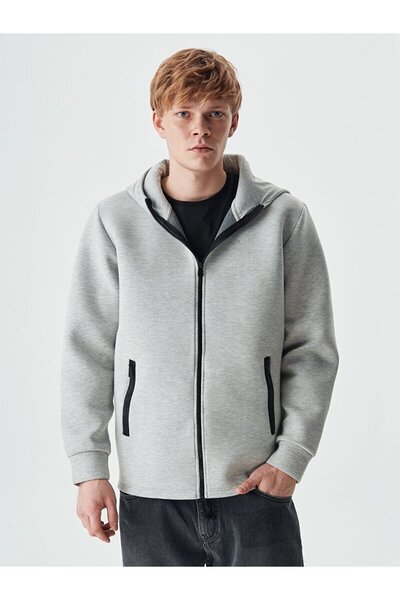 Ltb Fermuarlı Gri Hırka