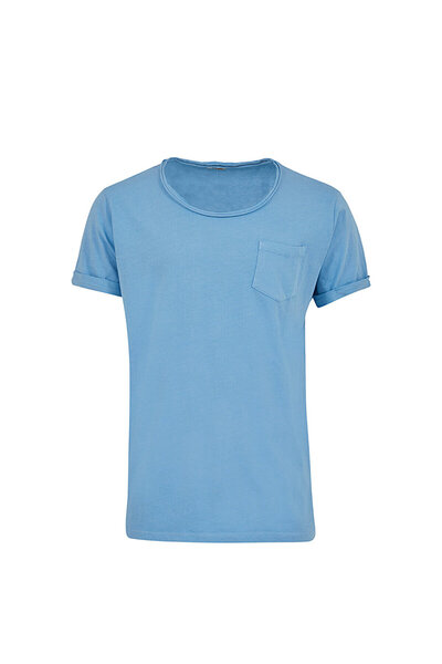 Ltb Blue T-Shirt with Wide Collar Pocket