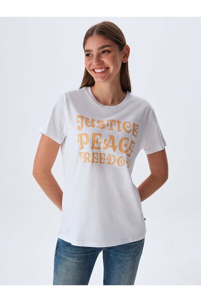 Ltb تي شيرت أبيض مطبوع