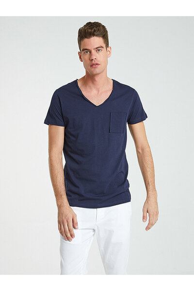 Ltb NaVy Blue V-neck PockeT T-Shirt