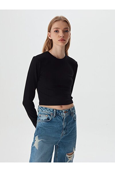 Ltb Hanorac negru cu mânecă lungă