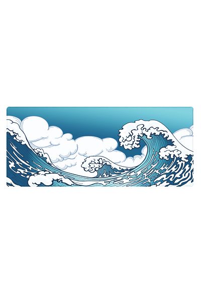 PORGE 90X40 XXL Blue Wave Kanagawa Gaming Mousepad - Large Mause Pad