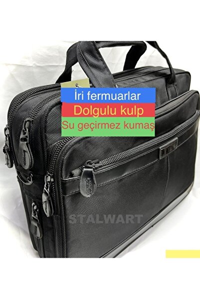stalwart Evrak çantası Lüks Kumaş Siyah Bol Gözlü çok cepli ünisex