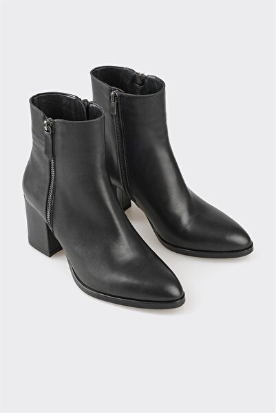 Elle Shoes Siyah Deri Kadın Klasik Bot