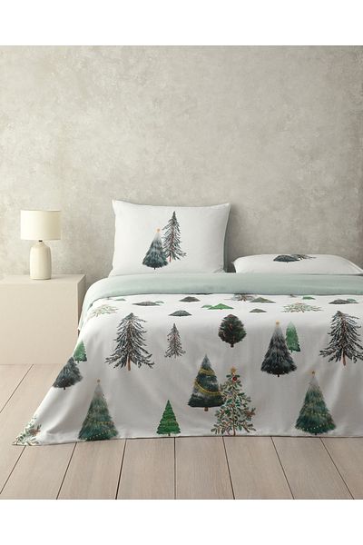English Home Set cuvertură de pilota unică din bumbac moale Pine Serenity Green - Imprimat digital