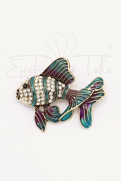 Esra Pamir Zirkon Taşlı Balık Broş Ve Kolye Ucu