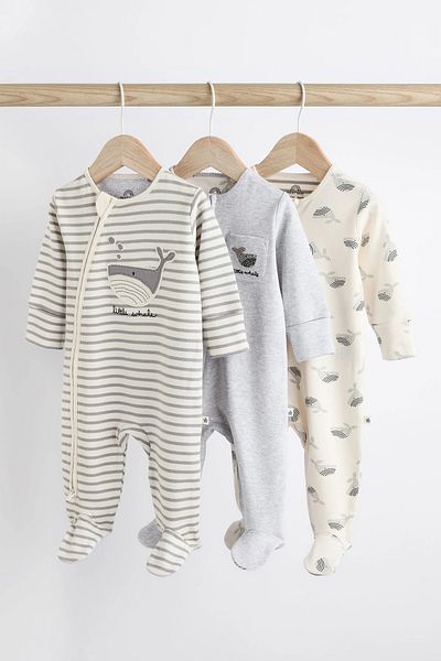 Next Baby Gray Whale Patterned 100% Organic Cotton 3-piece Sleeping Bag - Aly01686