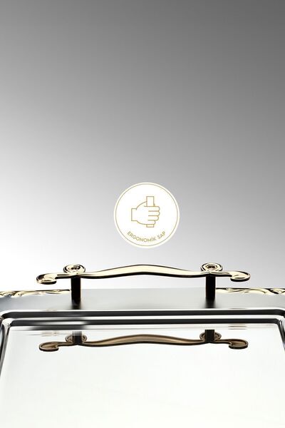 Nehir Lalezar Set of 2 Gold Satin Steel Trays