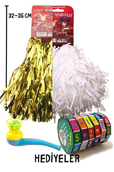 Esmay Sarı Beyaz Gösteri Pon Ponu Kutlama 23 Nisan 1 Çift Sarı Beyaz Pon Pon ...