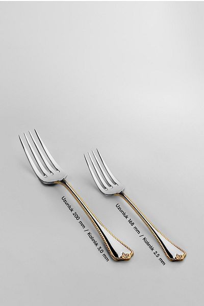 Nehir 30 Pieces Fulya Gold Plain Cutlery Set for 6 People