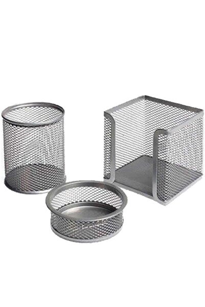 DRT Set de 3 suporturi pentru stilouri de birou gri